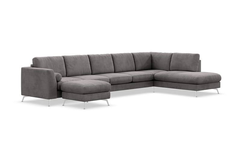 Ocean Lyx 6-sits Högervänd U-formad Soffa med Divan och Schäslong + Fotpall i Manchester - Mörkgrå - Products - Möbler - Soffa - U-soffa