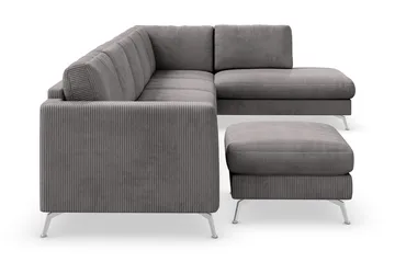 Ocean Lyx 6-sits Högervänd U-formad Soffa med Divan och Schäslong + Fotpall i Manchester - Mörkgrå - Products - Möbler - Soffa - U-soffa
