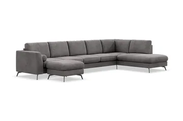 Ocean Lyx 6-sits Högervänd U-formad Soffa med Divan och Schäslong + Fotpall i Manchester - Mörkgrå - Products - Möbler - Soffa - U-soffa