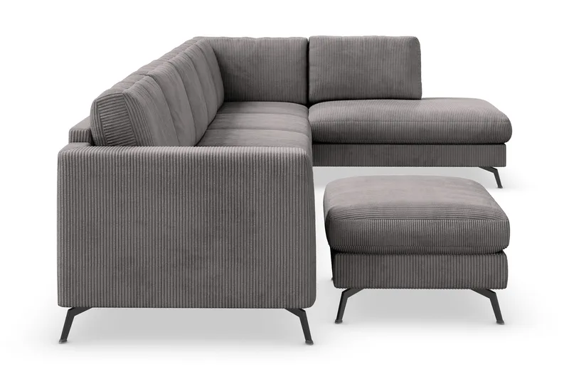 Ocean Lyx 6-sits Högervänd U-formad Soffa med Divan och Schäslong + Fotpall i Manchester - Mörkgrå - Products - Möbler - Soffa - U-soffa