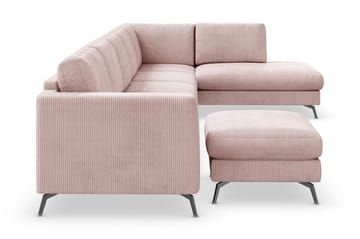Ocean Lyx 6-sits Högervänd U-formad Soffa med Divan och Schäslong + Fotpall i Manchester - Rosa - Products - Möbler - Soffa - U-soffa