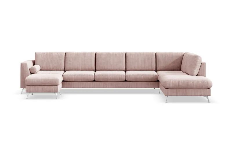 Ocean Lyx 6-sits Högervänd U-formad Soffa med Divan och Schäslong + Fotpall i Manchester - Rosa - Products - Möbler - Soffa - U-soffa