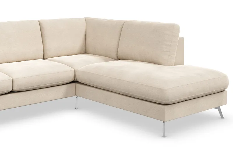 Ocean Lyx 6-sits H ögervänd U-formad Soffa med Divan och Schäslong + Fotpall i Sammet - Beige - Products - Möbler - Soffa - U-soffa