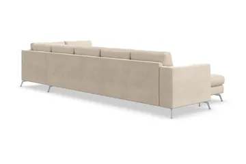 Ocean Lyx 6-sits Högervänd U-formad Soffa med Divan och Schäslong + Fotpall i Sammet - Beige - Products - Möbler - Soffa - U-soffa