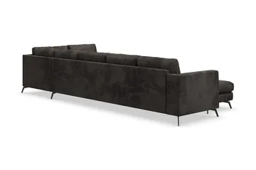 Ocean Lyx 6-sits Högervänd U-formad Soffa med Divan och Schäslong + Fotpall i Sammet - Mörkgrå - Products - Möbler - Soffa - U-soffa