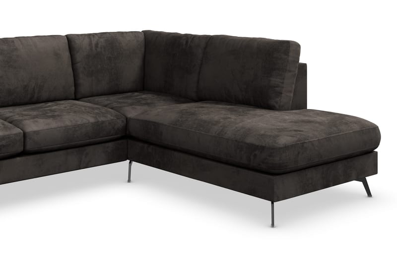Ocean Lyx 6-sits Högervänd U-formad Soffa med Divan och Schäslong + Fotpall i Sammet - Mörkgrå - Products - Möbler - Soffa - U-soffa