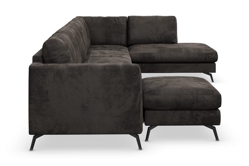 Ocean Lyx 6-sits Högervänd U-formad Soffa med Divan och Schäslong + Fotpall i Sammet - Mörkgrå - Products - Möbler - Soffa - U-soffa