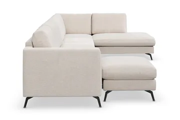 Ocean Lyx 6-sits Högervänd U-formad Soffa med Divan och Schäslong + Fotpall i Tyg - Beige - Products - Möbler - Soffa - U-soffa