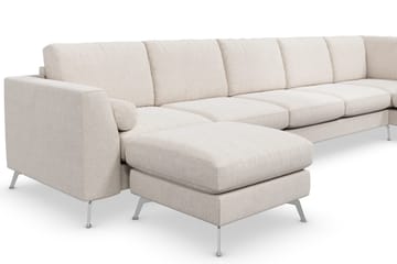 Ocean Lyx 6-sits Högervänd U-formad Soffa med Divan och Schäslong + Fotpall i Tyg - Beige - Products - Möbler - Soffa - U-soffa