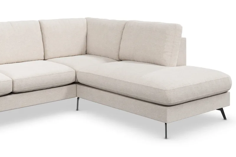 Ocean Lyx 6-sits Högervänd U-formad Soffa med Divan och Schäslong + Fotpall i Tyg - Beige - Products - Möbler - Soffa - U-soffa