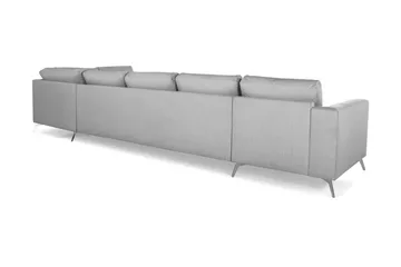 Ocean Lyx 6-sits Högervänd U-formad Soffa med Divan och Schäslong + Fotpall i Tyg - Grå - Products - Möbler - Soffa - U-soffa