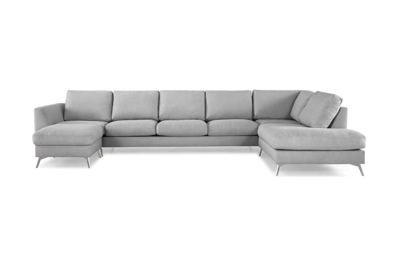 Ocean Lyx 6-sits Högervänd U-formad Soffa med Divan och Schäslong + Fotpall i Tyg - Grå - Products - Möbler - Soffa - U-soffa