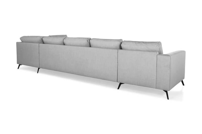 Ocean Lyx 6-sits Högervänd U-formad Soffa med Divan och Schäslong + Fotpall i Tyg - Grå - Products - Möbler - Soffa - U-soffa