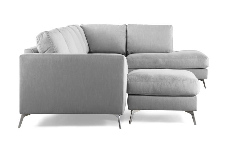 Ocean Lyx 6-sits Högervänd U-formad Soffa med Divan och Schäslong + Fotpall i Tyg - Grå - Products - Möbler - Soffa - U-soffa