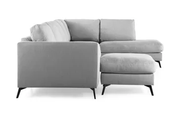 Ocean Lyx 6-sits Högervänd U-formad Soffa med Divan och Schäslong + Fotpall i Tyg - Grå - Products - Möbler - Soffa - U-soffa