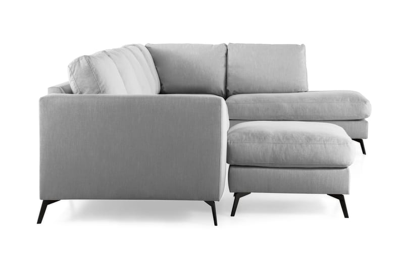 Ocean Lyx 6-sits Högervänd U-formad Soffa med Divan och Schäslong + Fotpall i Tyg - Grå - Products - Möbler - Soffa - U-soffa