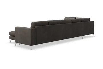Ocean Lyx 6-sits Vänstervänd U-formad Soffa med Divan och Schäslong + Fotpall i Konstläder - Mörkgrå - Products - Möbler - Soffa - Divansoffa & schäslongsoffa