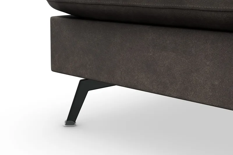 Ocean Lyx 6-sits Vänstervänd U-formad Soffa med Divan och Schäslong + Fotpall i Konstläder - Mörkgrå - Products - Möbler - Soffa - Divansoffa & schäslongsoffa