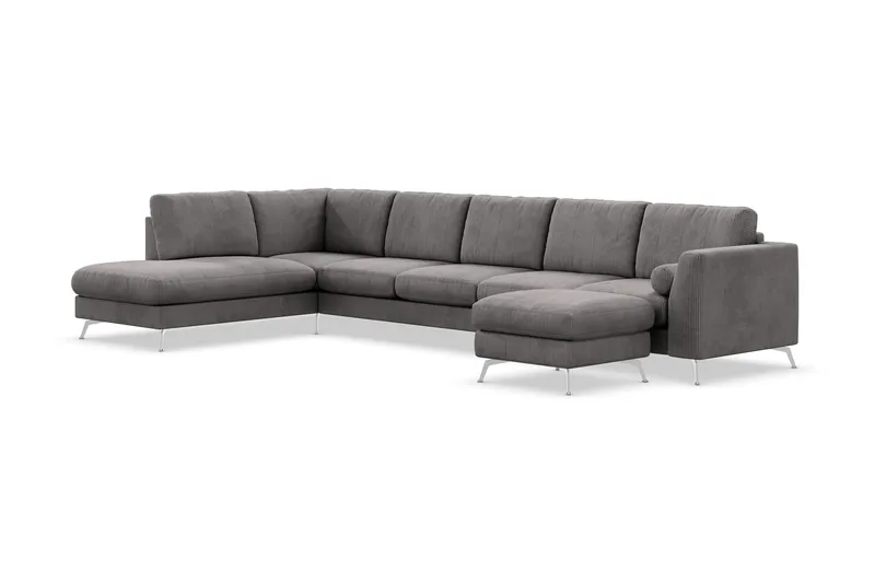 Ocean Lyx 6-sits Vänstervänd U-formad Soffa med Divan och Schäslong + Fotpall i Manchester - Mörkgrå - Products - Möbler - Soffa - U-soffa