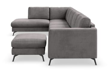 Ocean Lyx 6-sits Vänstervänd U-formad Soffa med Divan och Schäslong + Fotpall i Manchester - Mörkgrå - Products - Möbler - Soffa - U-soffa
