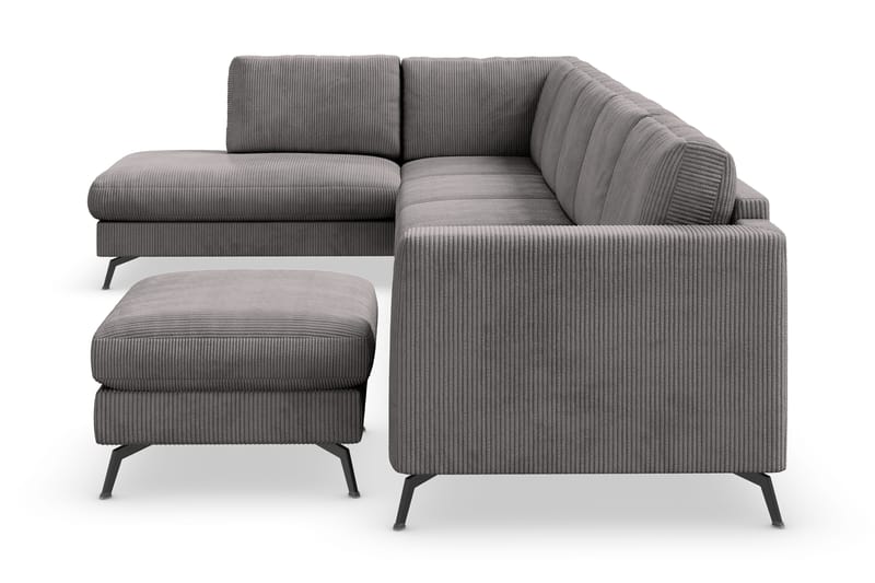 Ocean Lyx 6-sits Vänstervänd U-formad Soffa med Divan och Schäslong + Fotpall i Manchester - Mörkgrå - Products - Möbler - Soffa - U-soffa
