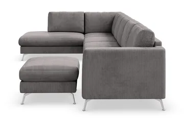 Ocean Lyx 6-sits Vänstervänd U-formad Soffa med Divan och Schäslong + Fotpall i Manchester - Mörkgrå - Products - Möbler - Soffa - U-soffa