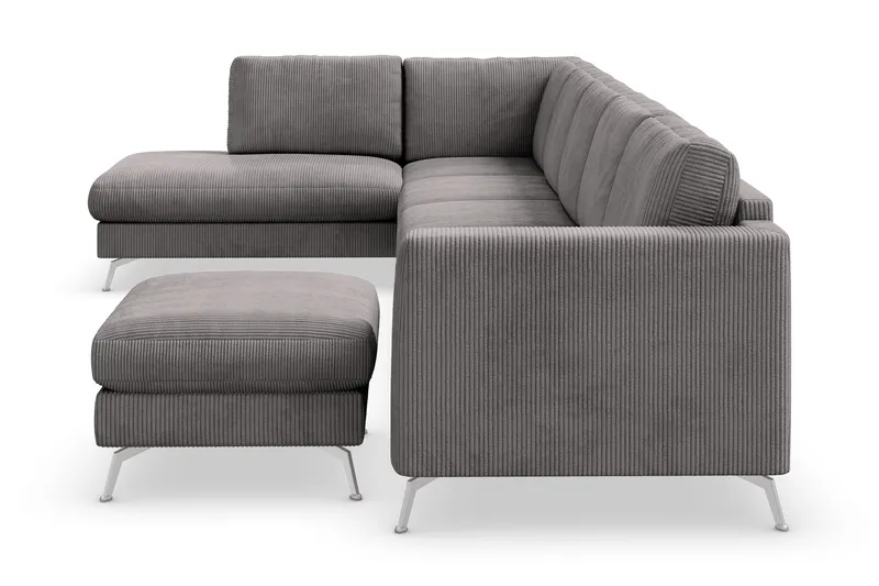 Ocean Lyx 6-sits Vänstervänd U-formad Soffa med Divan och Schäslong + Fotpall i Manchester - Mörkgrå - Products - Möbler - Soffa - U-soffa