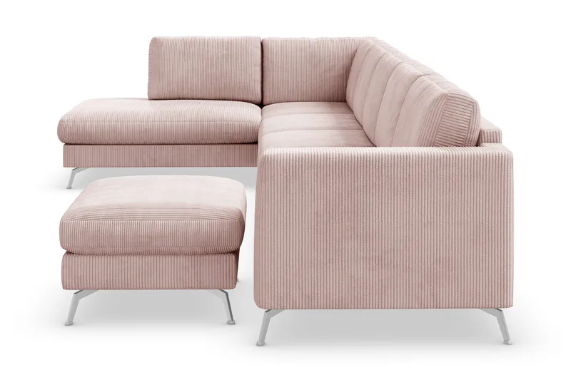 Ocean Lyx 6-sits Vänstervänd U-formad Soffa med Divan och Schäslong + Fotpall i Manchester - Rosa - Products - Möbler - Soffa - U-soffa