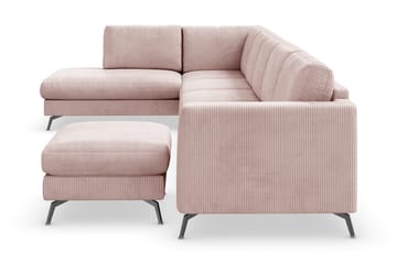 Ocean Lyx 6-sits Vänstervänd U-formad Soffa med Divan och Schäslong + Fotpall i Manchester - Rosa - Products - Möbler - Soffa - U-soffa