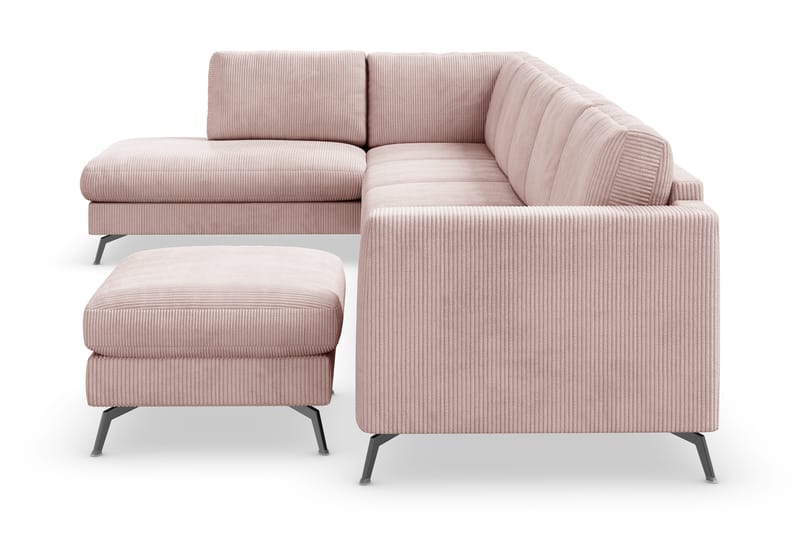 Ocean Lyx 6-sits Vänstervänd U-formad Soffa med Divan och Schäslong + Fotpall i Manchester - Rosa - Products - Möbler - Soffa - U-soffa