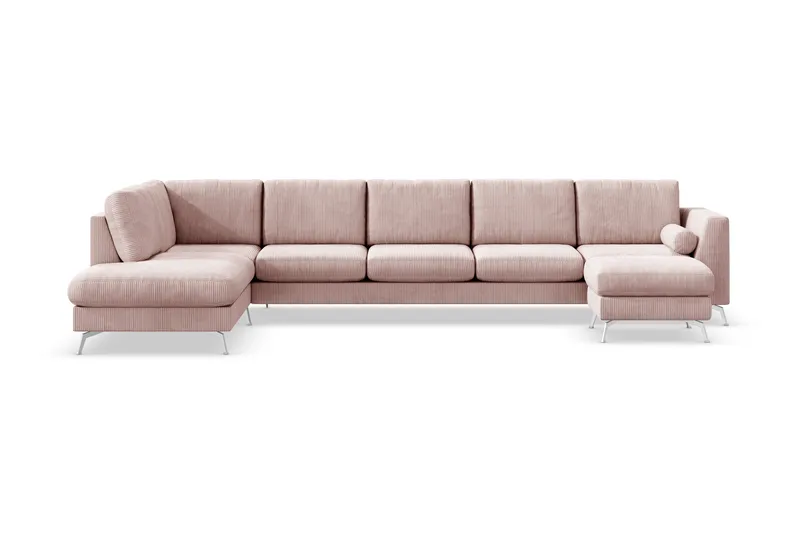 Ocean Lyx 6-sits Vänstervänd U-formad Soffa med Divan och Schäslong + Fotpall i Manchester - Rosa - Products - Möbler - Soffa - U-soffa