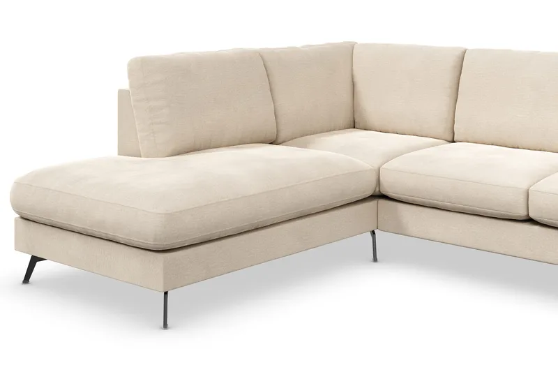 Ocean Lyx 6-sits Vänstervänd U-formad Soffa med Divan och Schäslong + Fotpall i Sammet - Beige - Products - Möbler - Soffa - Divansoffa & schäslongsoffa