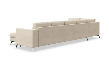 Ocean Lyx 6-sits Vänstervänd U-formad Soffa med Divan och Schäslong + Fotpall i Sammet - Beige - Products - Möbler - Soffa - Divansoffa & schäslongsoffa