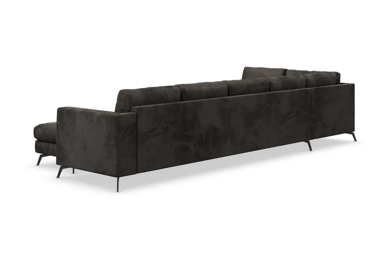 Ocean Lyx 6-sits Vänstervänd U-formad Soffa med Divan och Schäslong + Fotpall i Sammet - Mörkgrå - Products - Möbler - Soffa - Divansoffa & schäslongsoffa