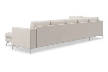 Ocean Lyx 6-sits Vänstervänd U-formad Soffa med Divan och Schäslong + Fotpall i Tyg - Beige - Products - Möbler - Soffa - Divansoffa & schäslongsoffa