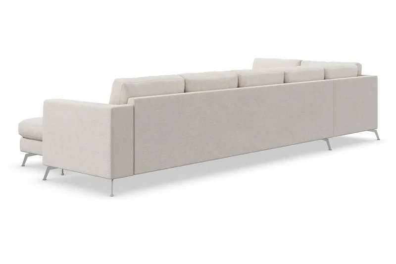 Ocean Lyx 6-sits Vänstervänd U-formad Soffa med Divan och Schäslong + Fotpall i Tyg - Beige - Products - Möbler - Soffa - Divansoffa & schäslongsoffa