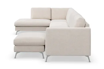 Ocean Lyx 6-sits Vänstervänd U-formad Soffa med Divan och Schäslong + Fotpall i Tyg - Beige - Products - Möbler - Soffa - Divansoffa & schäslongsoffa