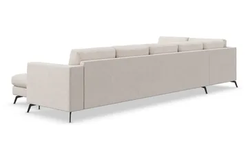 Ocean Lyx 6-sits Vänstervänd U-formad Soffa med Divan och Schäslong + Fotpall i Tyg - Beige - Products - Möbler - Soffa - Divansoffa & schäslongsoffa