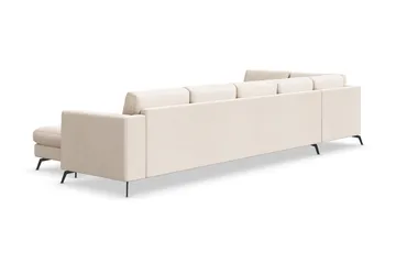 Ocean Lyx 6-sits Vänstervänd U-formad Soffa med Divan och Schäslong + Fotpall i Tyg - Beige - Products - Möbler - Soffa - Divansoffa & schäslongsoffa