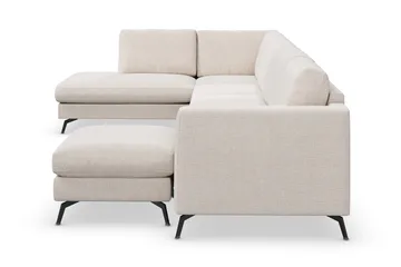 Ocean Lyx 6-sits Vänstervänd U-formad Soffa med Divan och Schäslong + Fotpall i Tyg - Beige - Products - Möbler - Soffa - Divansoffa & schäslongsoffa