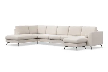 Ocean Lyx 6-sits Vänstervänd U-formad Soffa med Divan och Schäslong + Fotpall i Tyg - Beige - Products - Möbler - Soffa - Divansoffa & schäslongsoffa