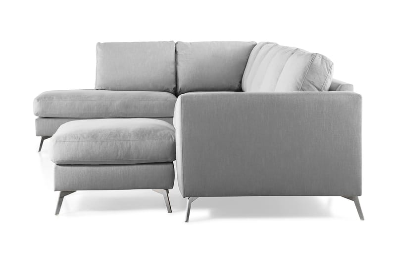 Ocean Lyx 6-sits Vänstervänd U-formad Soffa med Divan och Schäslong + Fotpall i Tyg - Grå - Products - Möbler - Soffa - U-soffa