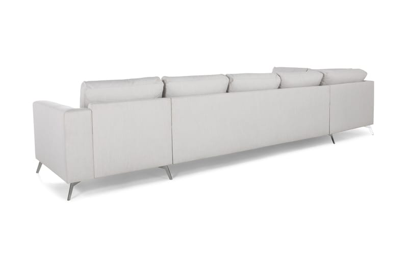 Ocean Lyx 6-sits Vänstervänd U-formad Soffa med Divan och Schäslong + Fotpall i Tyg - Ljusgrå - Products - Möbler - Soffa - U-soffa
