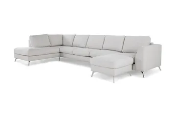 Ocean Lyx 6-sits Vänstervänd U-formad Soffa med Divan och Schäslong + Fotpall i Tyg - Ljusgrå - Products - Möbler - Soffa - U-soffa