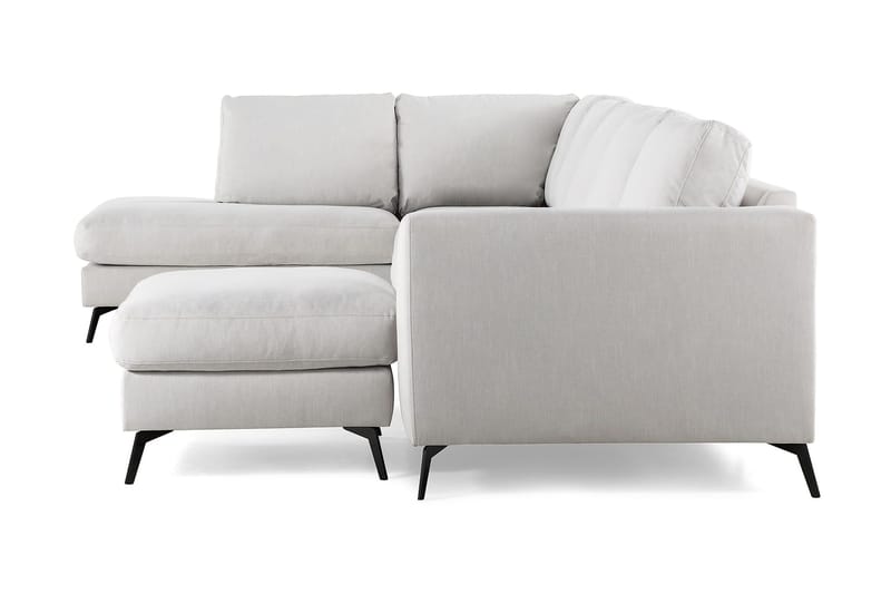 Ocean Lyx 6-sits Vänstervänd U-formad Soffa med Divan och Schäslong + Fotpall i Tyg - Ljusgrå - Products - Möbler - Soffa - U-soffa