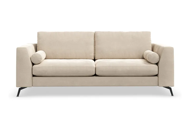 Ocean Lyx Soffa med Nackrullar i Tyg, Beige