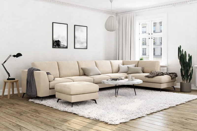 Ocean Lyx U-soffa med Schäslong Höger - Beige - Products - Möbler - Soffa - U-soffa