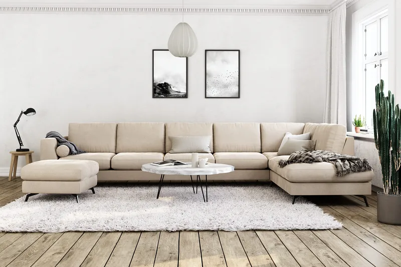 Ocean Lyx U-soffa med Schäslong Höger - Beige - Products - Möbler - Soffa - U-soffa