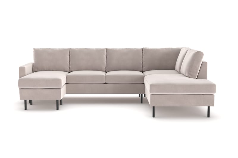 Peppe 4-sits Högervänd U-formad Soffa med Divan och Schäslong i Manchester - Beige - Products - Möbler - Soffa - Sammetssoffa