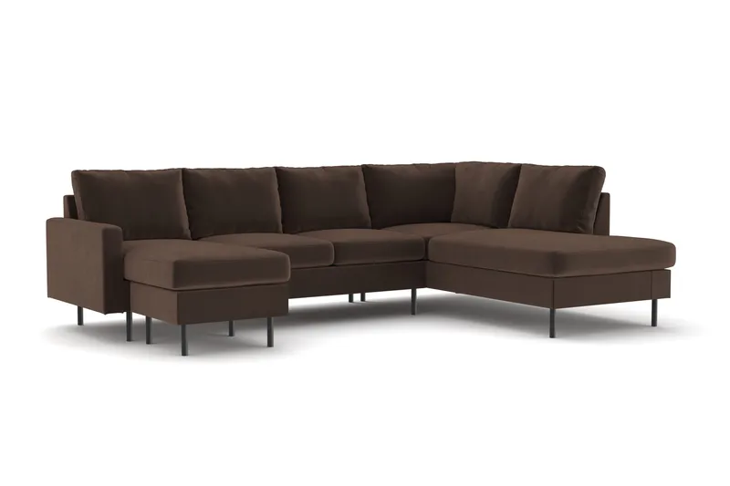 Peppe 4-sits Högervänd U-formad Soffa med Divan och Schäslong i Manchester - Brun - Products - Möbler - Soffa - U-soffa